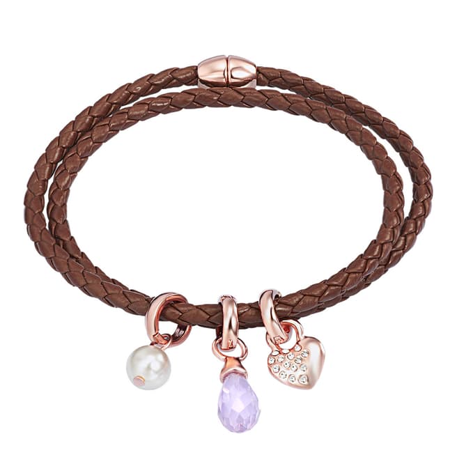 Lilly & Chloe Brown/Rose Gold Crystal Charm Bracelet