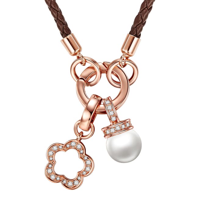 Lilly & Chloe Brown/Rose Gold Crystal Clover Necklace