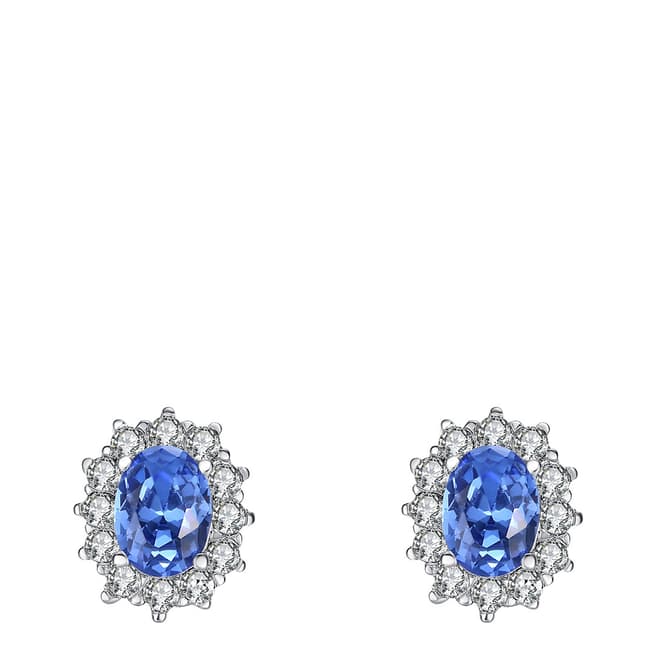 Lilly & Chloe Silver/Blue Crystal Stud Earrings