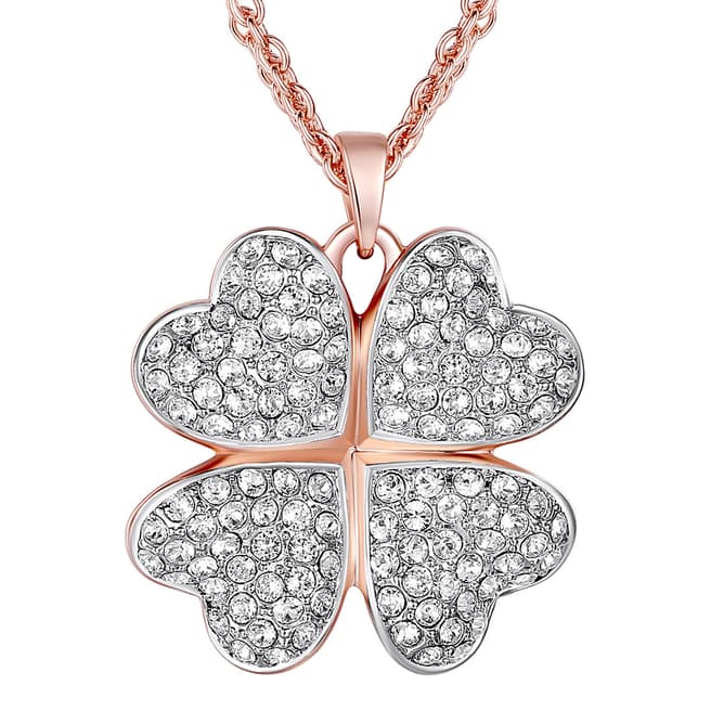 Lilly & Chloe Rose Gold Crystal Clover Necklace