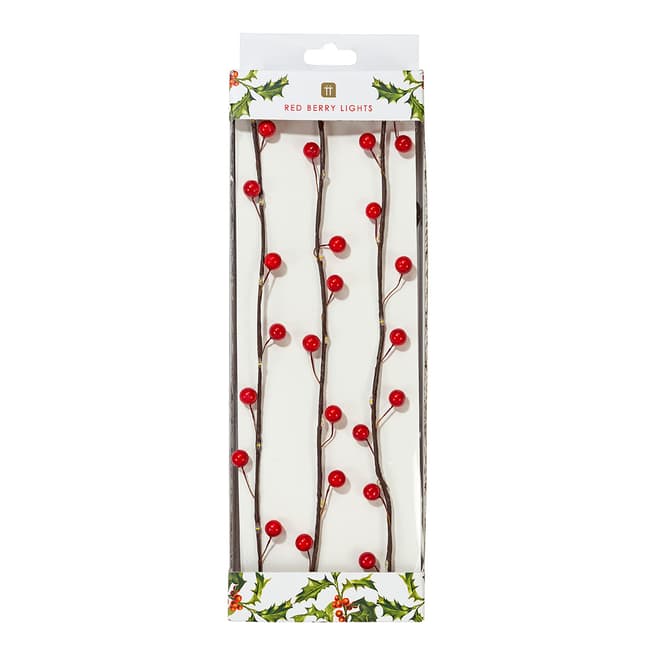 Talking Tables Botanical Christmas - Red Berry Branch With White Led Light, 2M