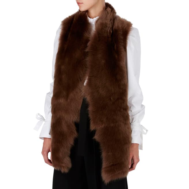 Gushlow & Cole Walnut Mid Length Mixed Texture Shearling Gilet