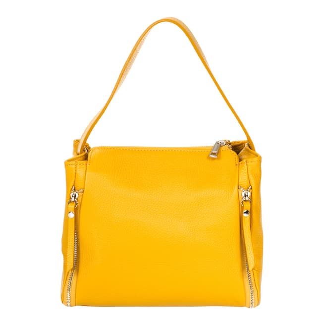 Giulia Massari Mustard Leather Top Handle Bag