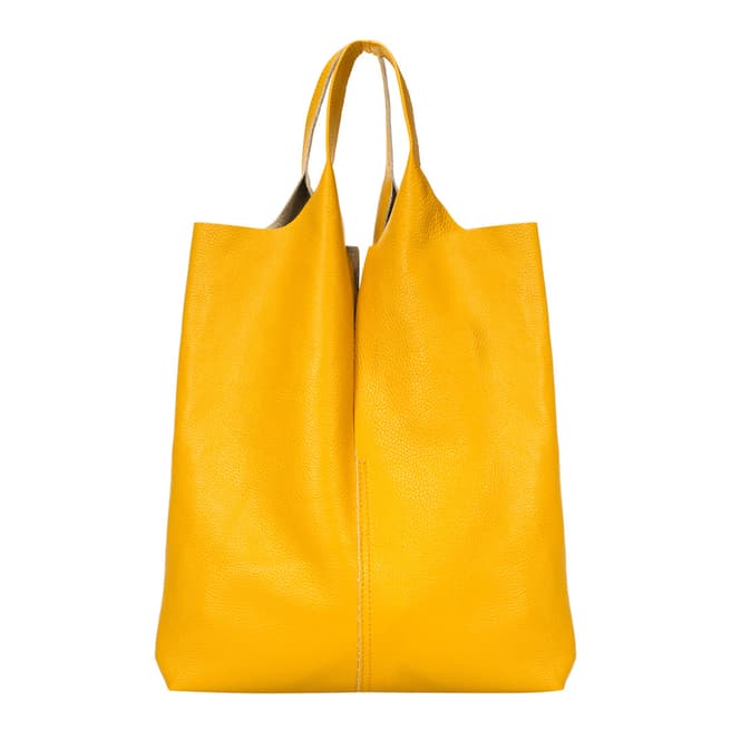 Giulia Massari Yellow Leather Top Handle Bag