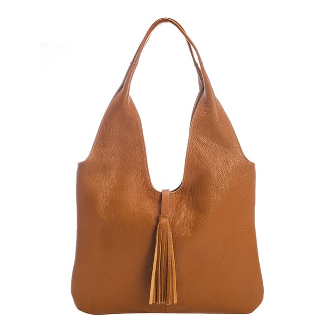 Massimo Castelli Cognac Leather Top Handle Bag