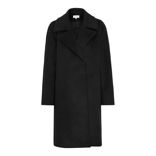 Reiss Black Cabe Cable Coat