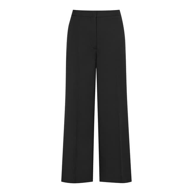 Reiss Black Huxley Cropped Wide Trousers
