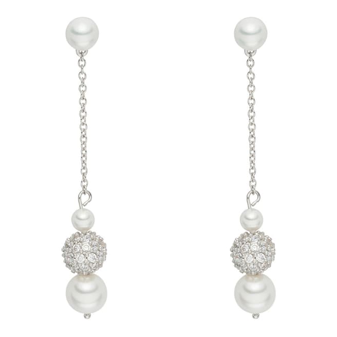 Pearls of London White/Silver Pearl Drop Earrings