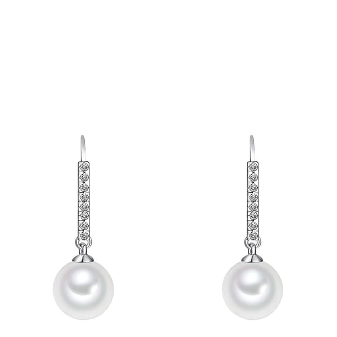 Pearls of London White/Silver Drop Earrings