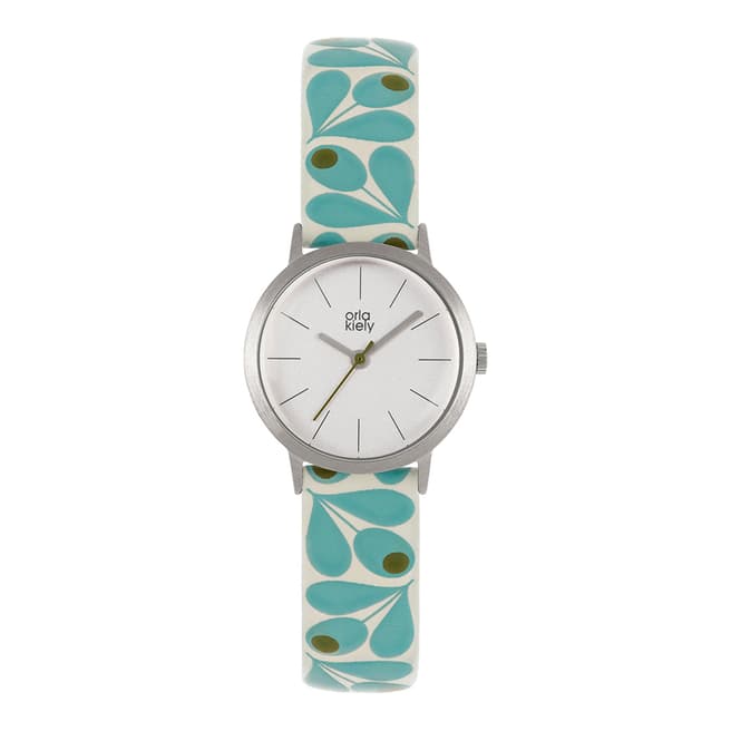 Orla Kiely Blue Patricia Stainless Steel/Leather Analogue Watch