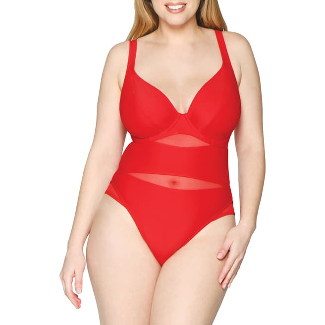 Curvy Kate Red Sheer Class Curvy Kate Plunge Swimsuit