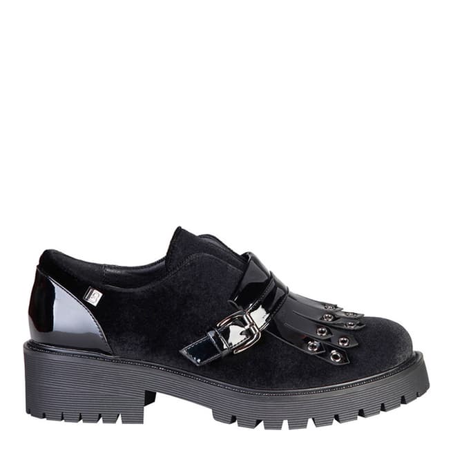 Laura Biagiotti Black Velvet Block Heel Shoe