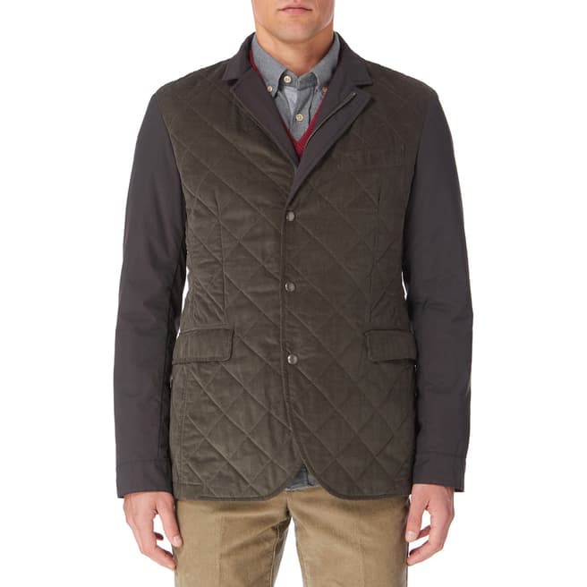 Hackett London Green Quilted Cord Cotton Jacket