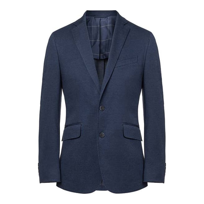 Hackett London Blue Textured Knit Suit Jacket