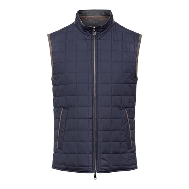 Hackett London Navy/Grey Reversible Quilted Gilet