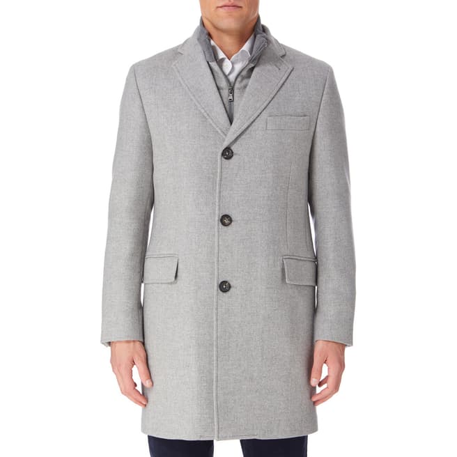 Hackett London Grey Double Face Wool/Cashmere Coat