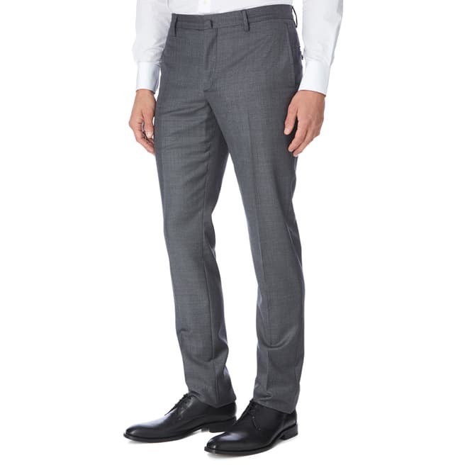 Hackett London Grey Sharkskin Slim Wool Suit Trousers