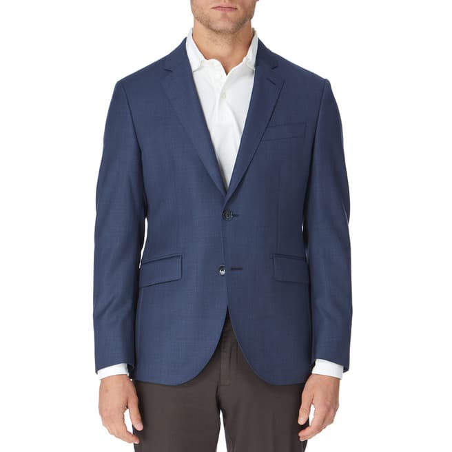 Hackett London Blue Textured Sharkskin Wool Suit Jacket