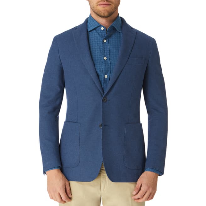 Hackett London Blue Birdseye Cotton Suit Jacket