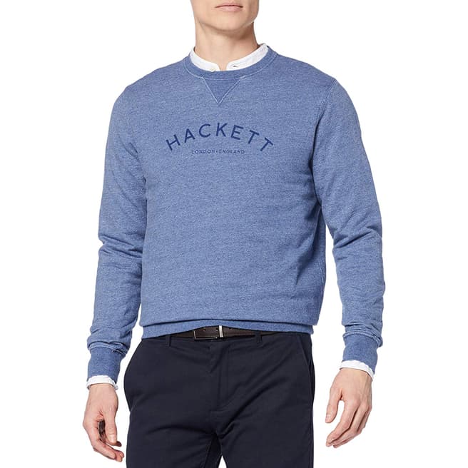 Hackett London Blue Classic Logo Cotton Blend Sweatshirt