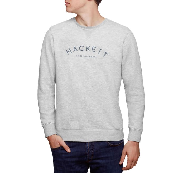 Hackett London Grey Classic Logo Cotton Blend Sweatshirt