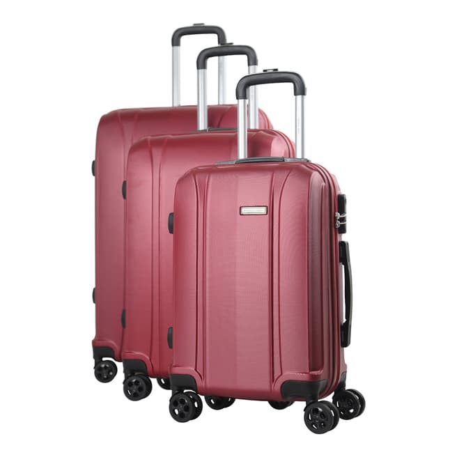 Travel One Burgundy 8 Wheel Balmoral Suitcase S/M/L Set of 3