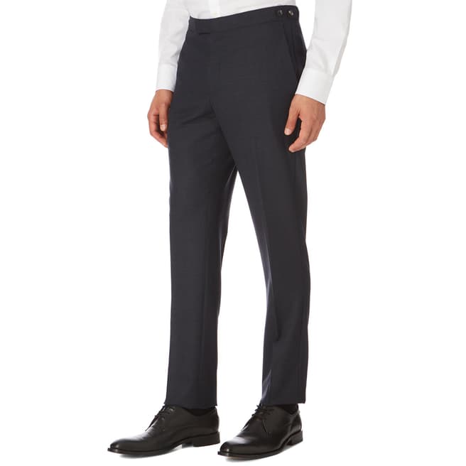 Reiss Navy Throttle Shadow Check Trousers