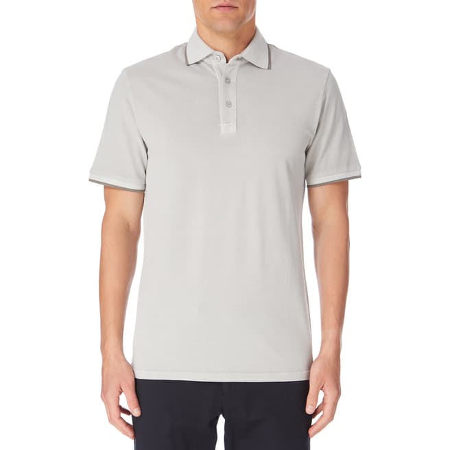 Reiss Grey Larry Tipped Cotton Polo Shirt