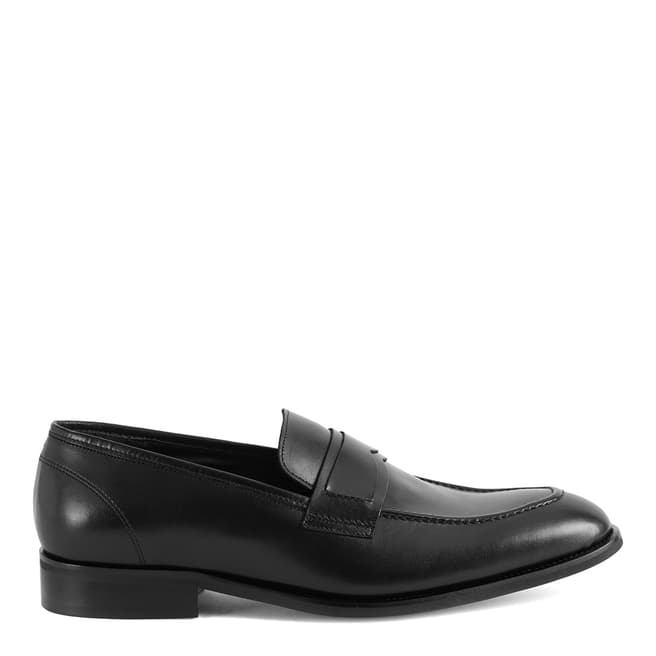 Reiss Black Loris Leather Penny Loafers