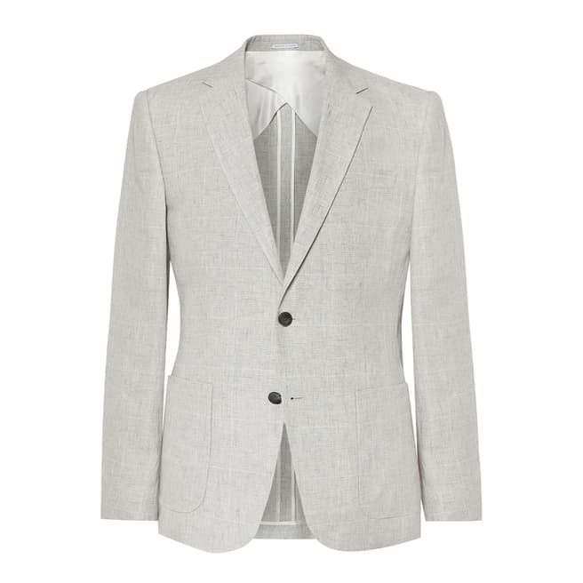 Reiss Grey Linen Antonio Slim Suit Jacket