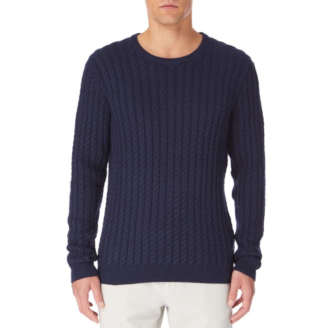 Reiss Navy Cable Knit Jumper