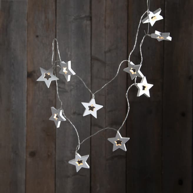 Christmas Magic Wooden Stars Light Chain 135cm
