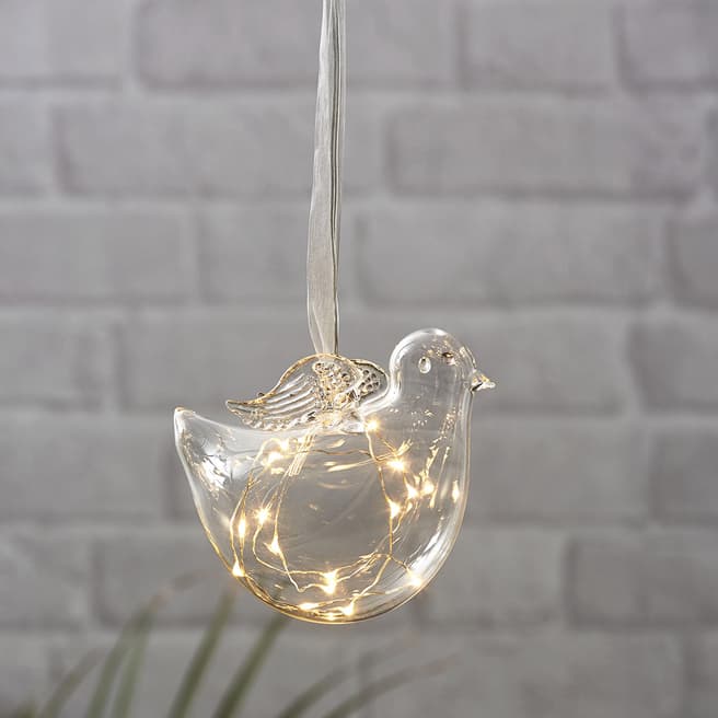 Christmas Magic Bird Glass Bauble, Transparent