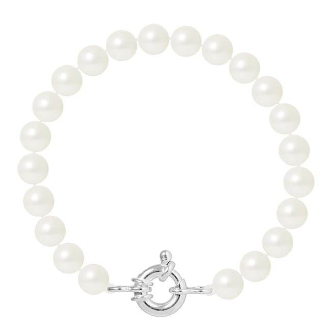 Manufacture Royale White Round Pearl Bracelet 7-8 mm