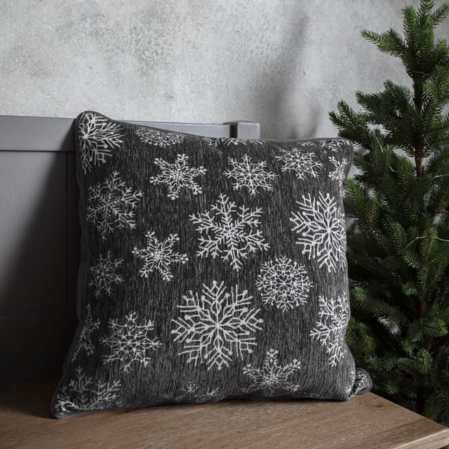 Gallery Living All Over Snowflake Chenille Cushion Grey 450x450mm