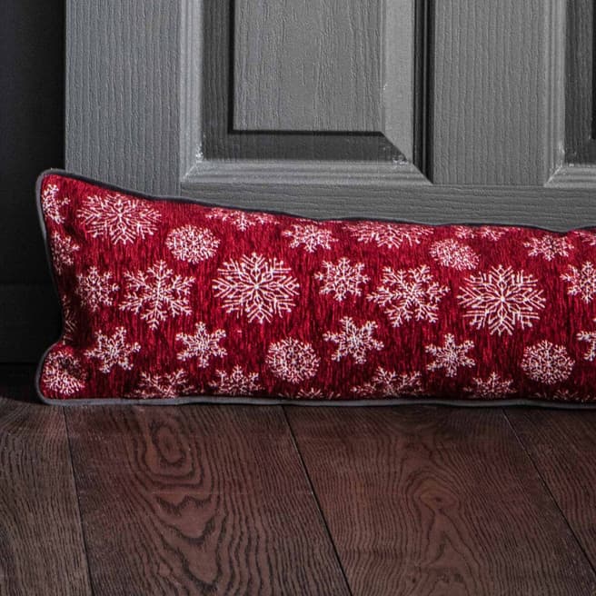 Gallery Living Red Snowflake Chenille Draught Excluder