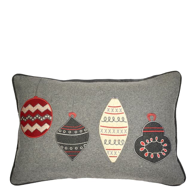 Gallery Living Christmas Baubles Red & Grey Cushion 33x50cm