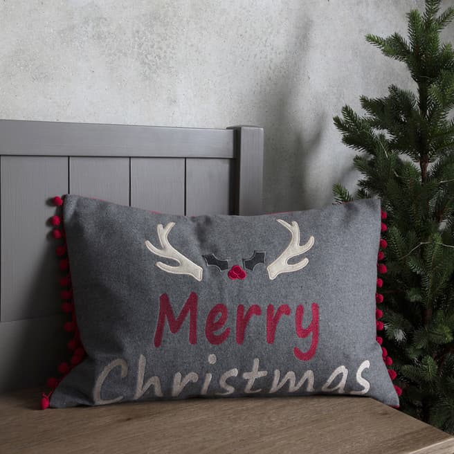 Gallery Living Merry Christmas Antlers Cushion 330x500mm