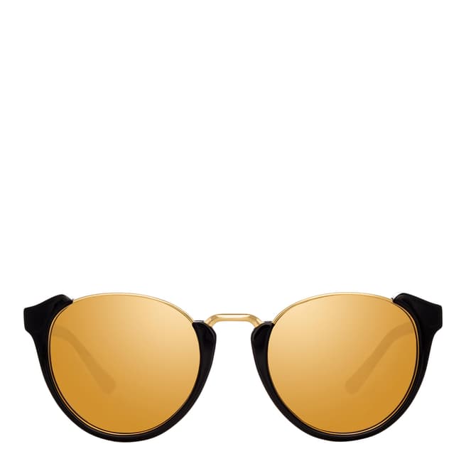 Linda Farrow Black Gold Tami Oval Sunglasses
