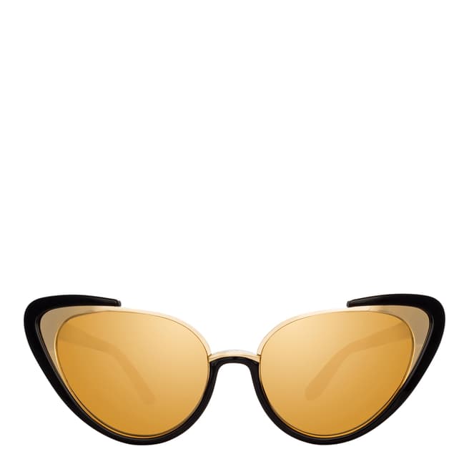 Linda Farrow Black Gold Khira Cat Eye Sunglasses