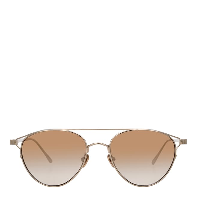 Linda Farrow Light Gold Mocha Omar Aviator Sunglasses