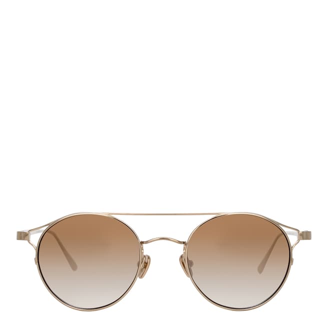 Linda Farrow Light Gold Mocha Adil Oval Sunglasses