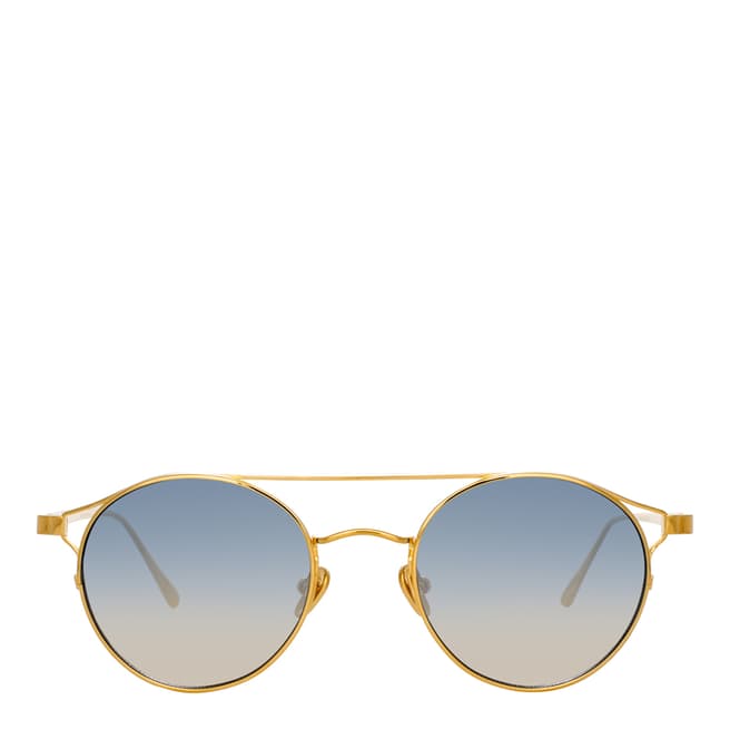 Linda Farrow Yellow Gold Mocha Adil Oval Sunglasses