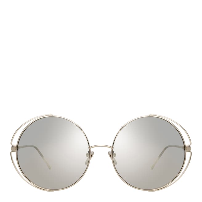 Linda Farrow White Gold Farah Round Sunglasses