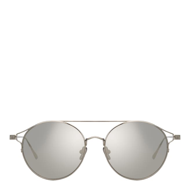 Linda Farrow White Gold Rayan Oval Sunglasses