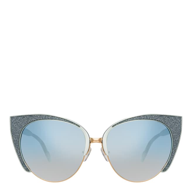 Mathew Williamson Blue Glitter Cat Eye Sunglasses