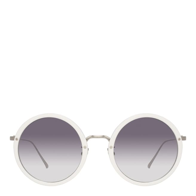 Linda Farrow White Round Sunglasses