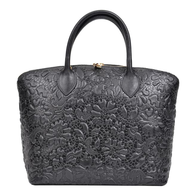 Anna Luchini Black Leather Top Handle Bag
