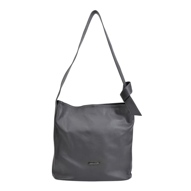 Anna Luchini Grey Leather Shoulder Bag