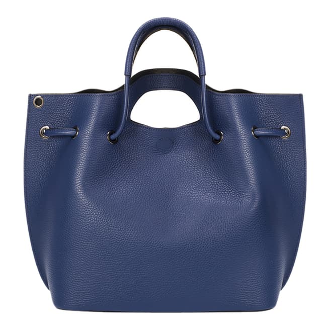 Markese Blue Leather Top Handle Bag